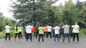 zhanzhuang group standing practice meditation health exercise yiquan students