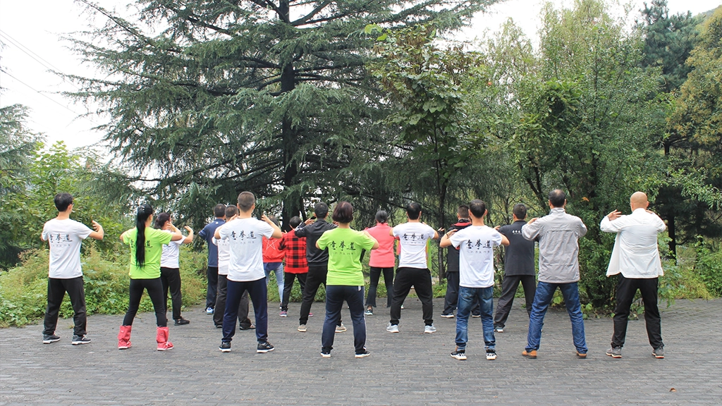 zhanzhuang group standing practice meditation health exercise yiquan students